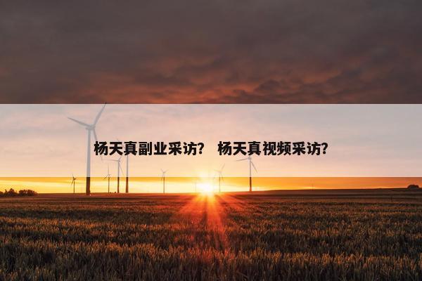 杨天真副业采访？ 杨天真视频采访？