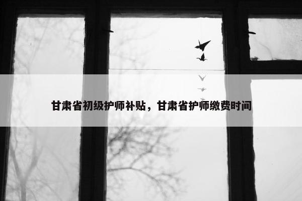 甘肃省初级护师补贴，甘肃省护师缴费时间