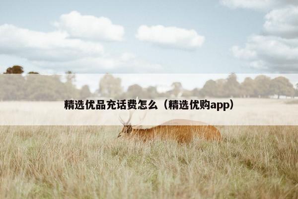 精选优品充话费怎么（精选优购app）