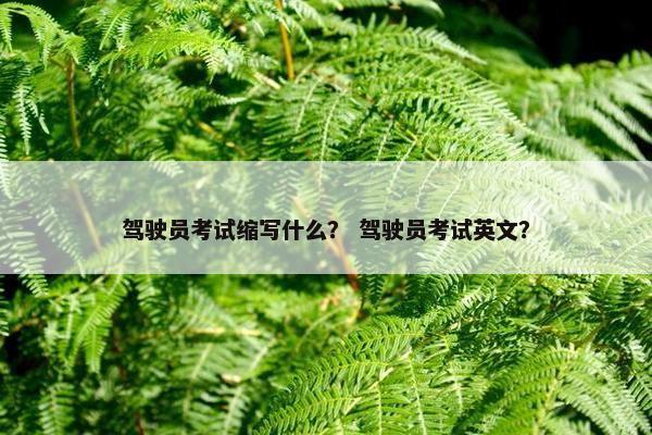 驾驶员考试缩写什么？ 驾驶员考试英文？