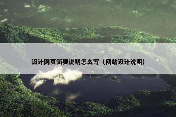 设计网页简要说明怎么写（网站设计说明）