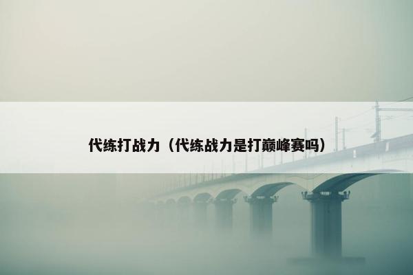 代练打战力（代练战力是打巅峰赛吗）