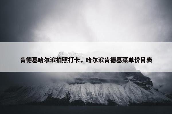 肯德基哈尔滨拍照打卡，哈尔滨肯德基菜单价目表