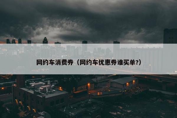 网约车消费券（网约车优惠券谁买单?）