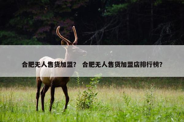 合肥无人售货加盟？ 合肥无人售货加盟店排行榜？
