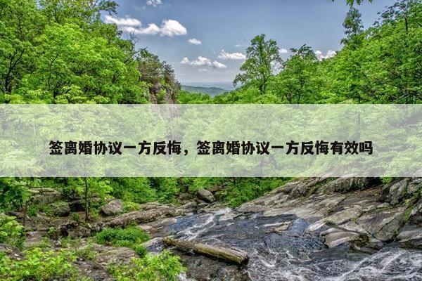 签离婚协议一方反悔，签离婚协议一方反悔有效吗