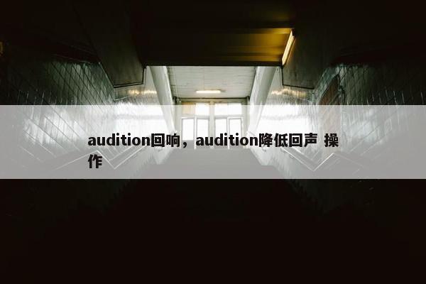 audition回响，audition降低回声 操作