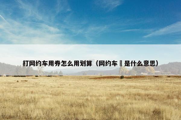 打网约车用券怎么用划算(网约车劵是什么意思) 打网约车用券怎么用划算(网约车劵是什么意思)