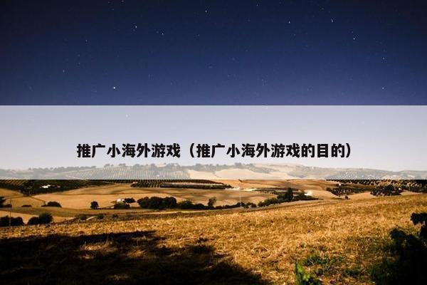 推广小海外游戏（推广小海外游戏的目的）