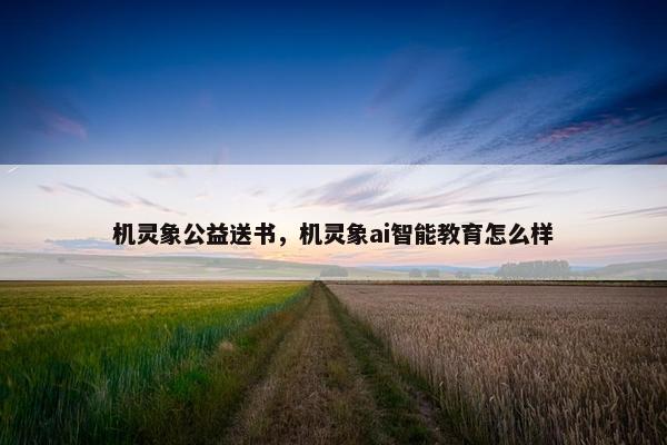 机灵象公益送书，机灵象ai智能教育怎么样