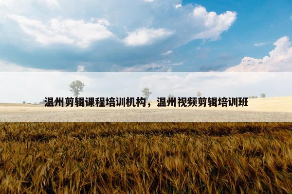 温州剪辑课程培训机构，温州视频剪辑培训班