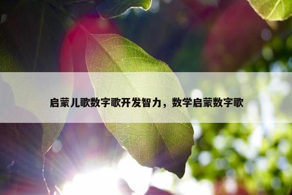 启蒙儿歌数字歌开发智力，数学启蒙数字歌