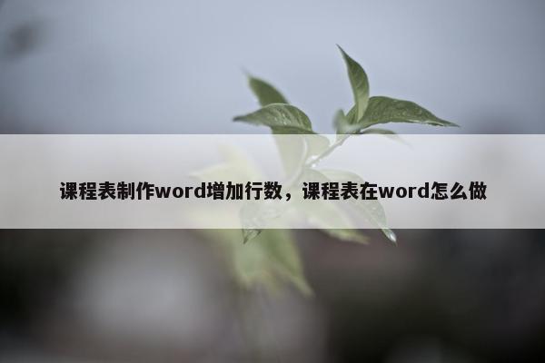 课程表制作word增加行数,课程表在word怎么做 课程表制作word增加行数,课程表在word怎么做