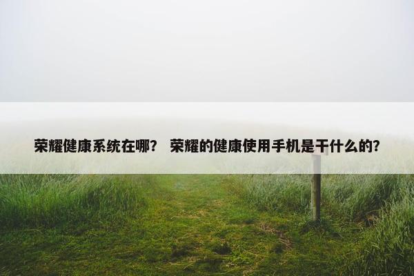 荣耀健康系统在哪? 荣耀的健康使用手机是干什么的? 荣耀健康系统在哪? 荣耀的健康使用手机是干什么的?