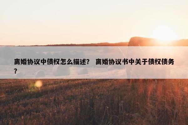 离婚协议中债权怎么描述？ 离婚协议书中关于债权债务？