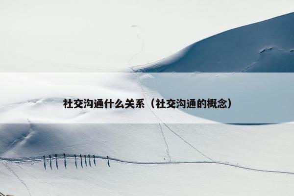 社交沟通什么关系（社交沟通的概念）