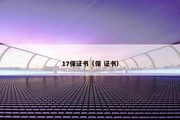17保证书(保 证书) 17保证书(保 证书)