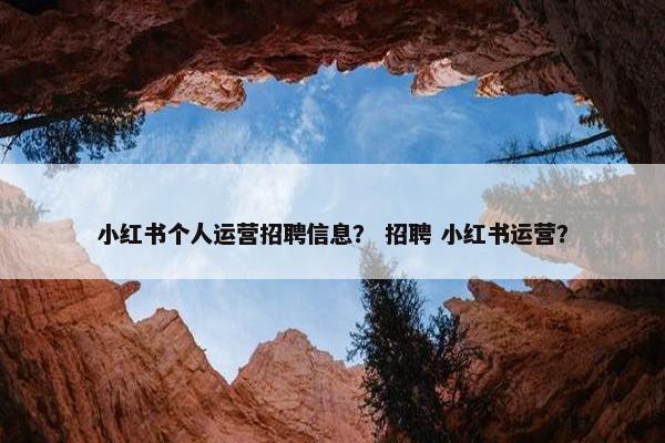 小红书个人运营招聘信息？ 招聘 小红书运营？