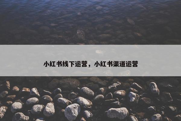 小红书线下运营，小红书渠道运营