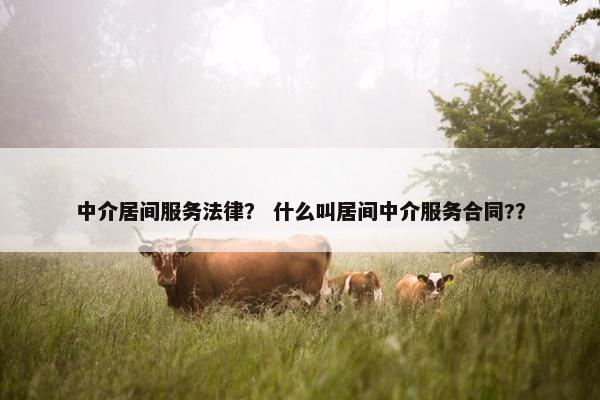 中介居间服务法律？ 什么叫居间中介服务合同?？