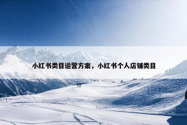 小红书类目运营方案，小红书个人店铺类目