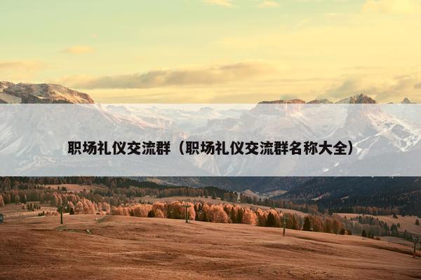 职场礼仪交流群（职场礼仪交流群名称大全）