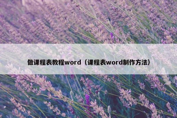 做课程表教程word（课程表word制作方法）