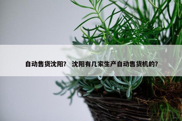 自动售货沈阳？ 沈阳有几家生产自动售货机的？