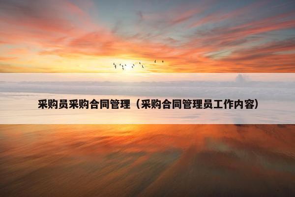 采购员采购合同管理(采购合同管理员工作内容) 采购员采购合同管理(采购合同管理员工作内容)