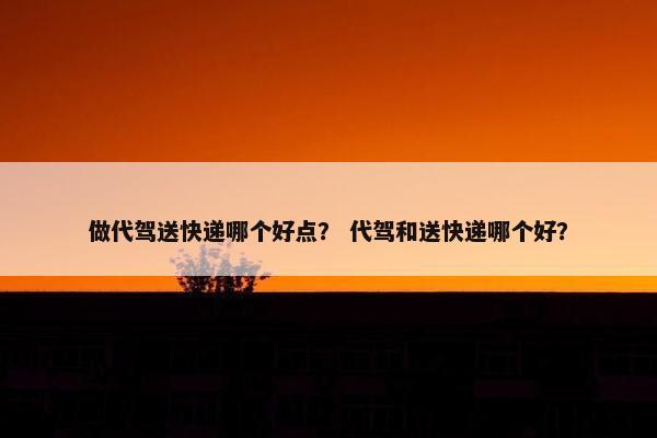 做代驾送快递哪个好点？ 代驾和送快递哪个好？
