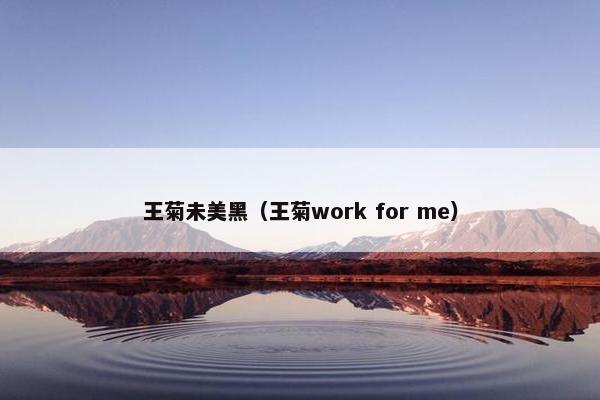 王菊未美黑（王菊work for me）