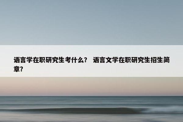 语言学在职研究生考什么？ 语言文学在职研究生招生简章？
