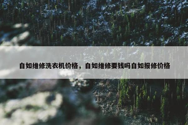 自如维修洗衣机价格，自如维修要钱吗自如报修价格
