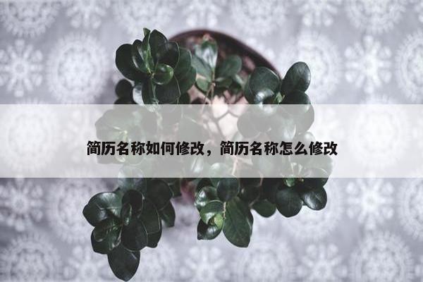 简历名称如何修改，简历名称怎么修改