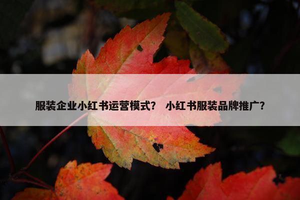 服装企业小红书运营模式? 小红书服装品牌推广? 服装企业小红书运营模式? 小红书服装品牌推广?