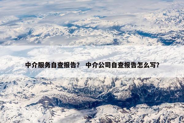 中介服务自查报告? 中介公司自查报告怎么写? 中介服务自查报告? 中介公司自查报告怎么写?