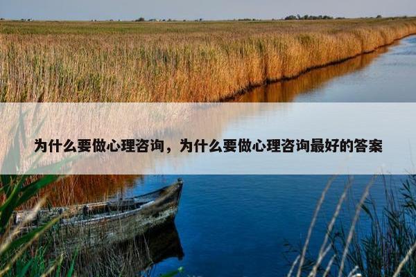 为什么要做心理咨询，为什么要做心理咨询最好的答案