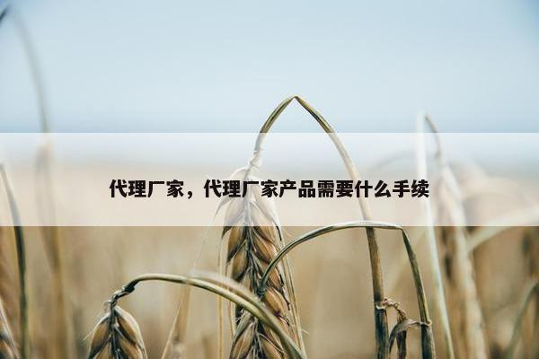 代理厂家，代理厂家产品需要什么手续