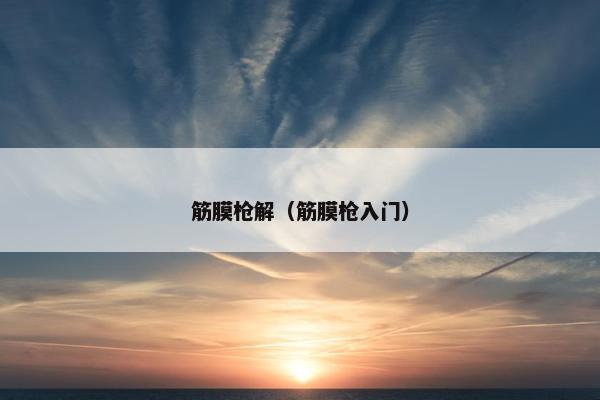 筋膜枪解（筋膜枪入门）