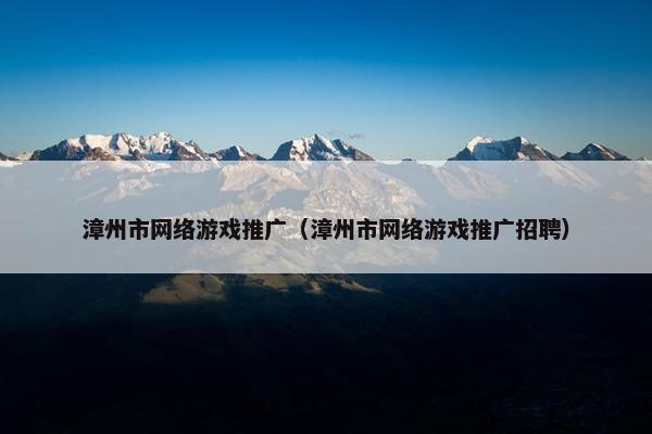 漳州市网络游戏推广（漳州市网络游戏推广招聘）