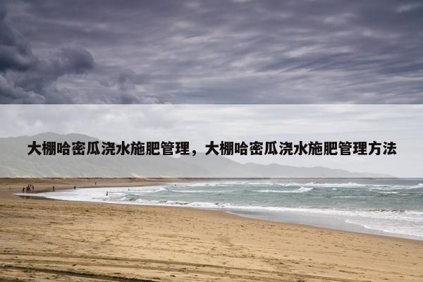 大棚哈密瓜浇水施肥管理，大棚哈密瓜浇水施肥管理方法