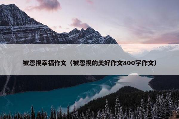 被忽视幸福作文（被忽视的美好作文800字作文）