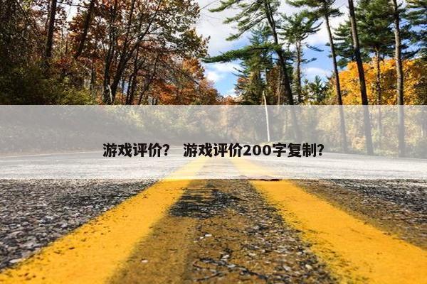 游戏评价？ 游戏评价200字复制？