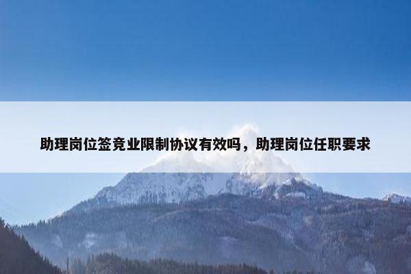助理岗位签竞业限制协议有效吗，助理岗位任职要求