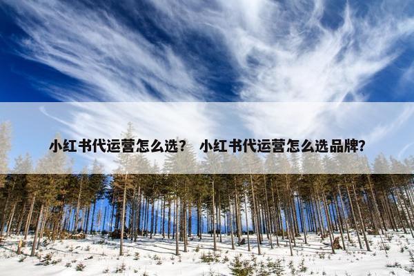 小红书代运营怎么选？ 小红书代运营怎么选品牌？