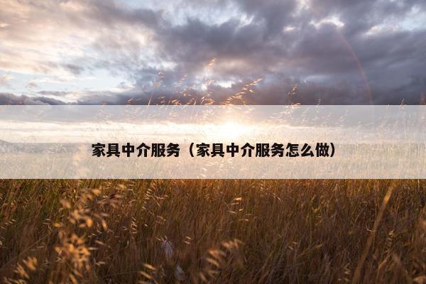 家具中介服务（家具中介服务怎么做）
