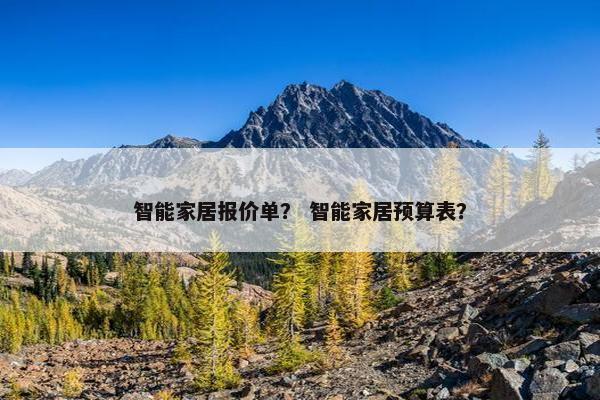 智能家居报价单？ 智能家居预算表？