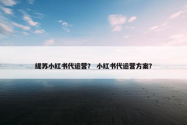 缇苏小红书代运营？ 小红书代运营方案？