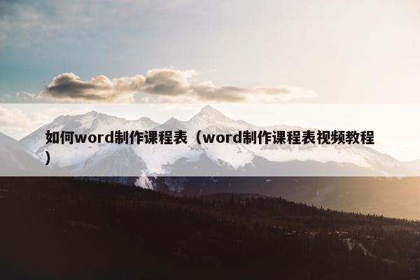如何word制作课程表（word制作课程表视频教程）