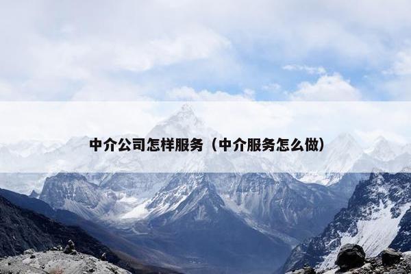 中介公司怎样服务(中介服务怎么做) 中介公司怎样服务(中介服务怎么做)